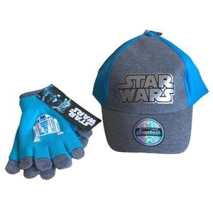 🆕 Star Wars Metallic Snapback Adjustable Hat & R2D2 Gloves